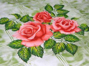 «Клеенка на ткани ПЕРМЬ 1,3*25м "Роза на стекле" (зеленый)» - фото 1