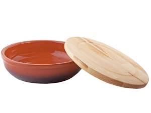 «Набор посуды для холодца 3 керамические тарелки 20*5,5см с крышками из древесины» - фото 1