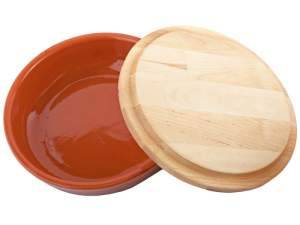 «Набор посуды для холодца 3 керамические тарелки 20*5,5см с крышками из древесины» - фото 2