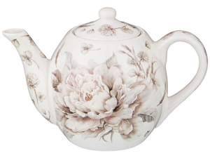 Купить Чайник заварочный 600мл Белый цветок (серый)
