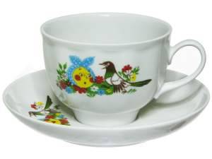 «Чашка чайная с блюдцем 275мл Веселый колобок Гранатовый» - фото 1