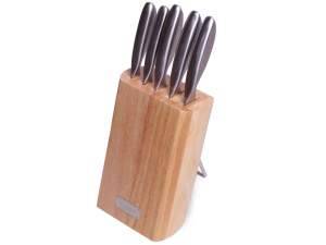 Купить Набор ножей 6 предметов нерж с полыми ручками и деревянной подставкой