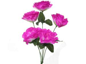 Купить Цветы искусственные Роза 35-40см 5 цветков