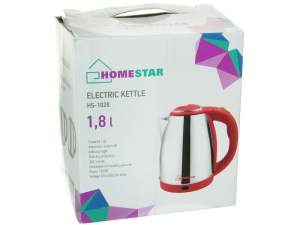 «Чайник электрический 1,8л Homestar HS-1028 стальной, красный» - фото 1