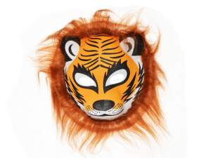Купить Маска карнавальная пушистая "Тигр с коричневой гривой"