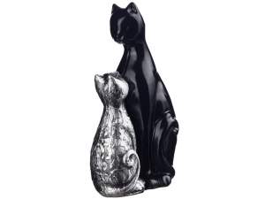 Купить Фигурка "Кошка с котенком" 16*25,5см цвет: черный с серебром