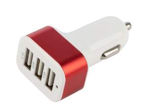 «Автомобильное зарядное устройство Energy ET-21A, 3 USB, 2,1A, цвет - красный» - фото 1