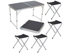 Купить Комплект "Пикник" стол складной 120*60*55см и 4 стула CHO-150-E черный