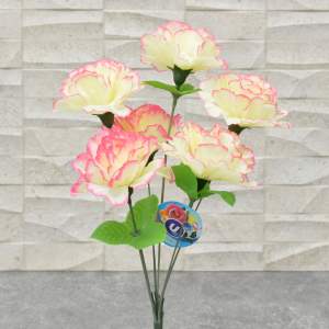 Купить Цветы искусственные Гвоздика бело-розовая 6 цветков 32см