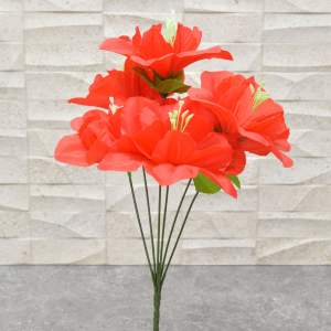 Купить Цветы искусственные Лилия красная 6 цветков 32см