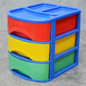 Купить Бокс для хранения 3-х секционный с выдвигающимися ящиками COMBI (синий)