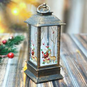 Купить Лампа новогодняя с подсветкой "Дед Мороз в лесу" 12*5,5см, бронза
