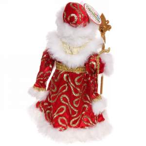 «Сувенир Дед Мороз музыкальный 40см в красно-золотой шубе с посохом» - фото 1