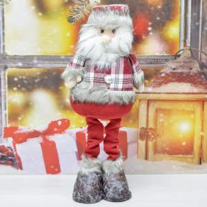 «Сувенир "Дед Мороз" 35-50см серо-красный, телескопические ноги» - фото 2