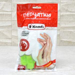 «Перчатки хозяйственные ПВХ S микс цветов Komfi» - фото 1