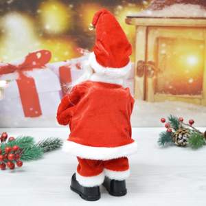 «Сувенир "Дед Мороз" музыкальный 30см, в красной шубе с подарком, микс (работает от 3*АА)» - фото 1