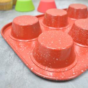 «Набор для выпечки кексов 3 предмета: форма 6 ячеек, силиконовая кисточка, силиконовая лопатка» - фото 2