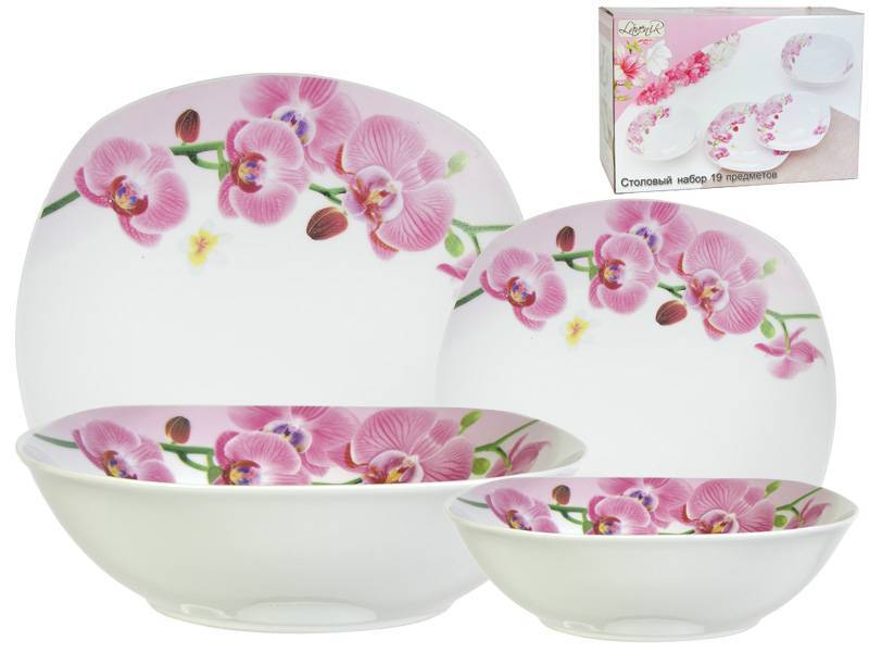 Купить посуду в нижнем новгороде. Набор столовый 19пр "Орхидея". Набор посуды Люминарк с орхидеями. Посуда Люминарк Орхидея. Набор столовый 19пр квадр тарелки.